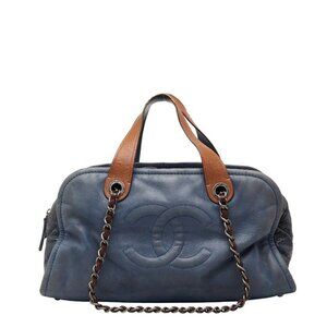 Chanel Quilted CC Logo in the Mix Chain Shoulder Bag Blue Brown